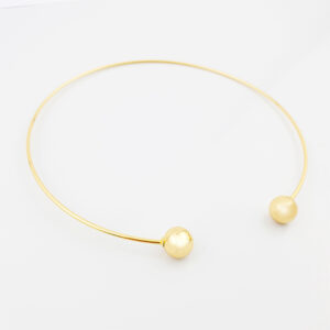 Colar Minimalista Dupla Esfera Dourada