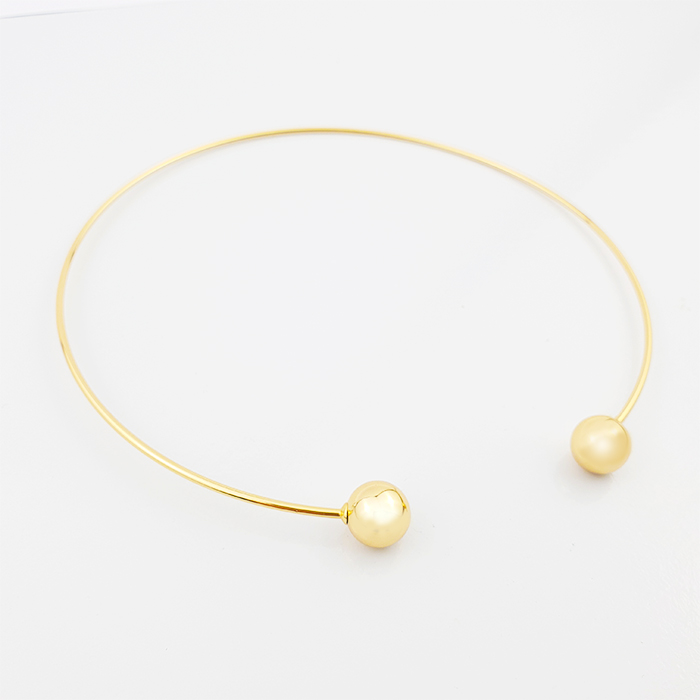 Colar Minimalista Dupla Esfera Dourada