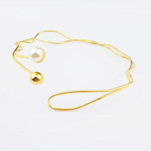 Colar Pérola Ondulado Dourado