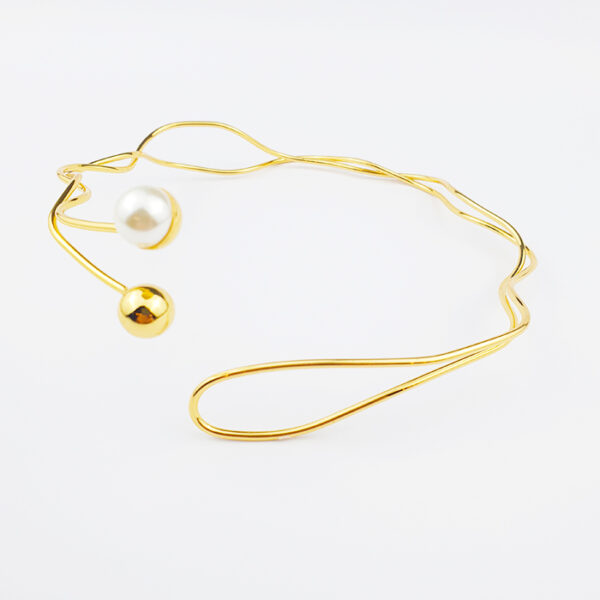 Colar Pérola Ondulado Dourado