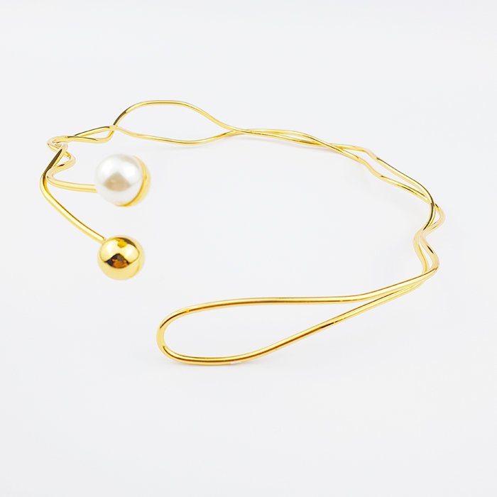 Colar Pérola Ondulado Dourado