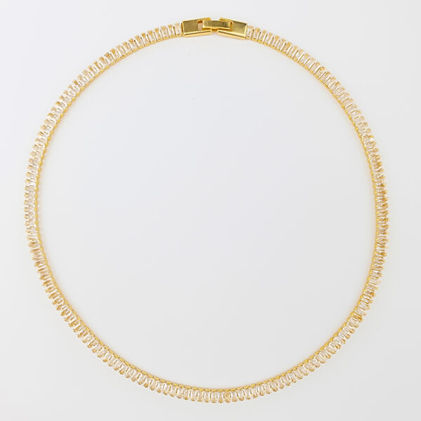 Colar Riviera de Zircônias Baguette Dourada