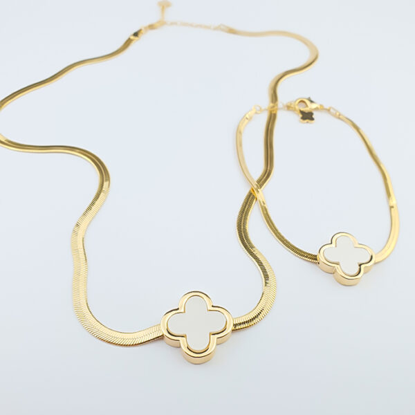 Conjunto Colar e Pulseira Trevo da Sorte