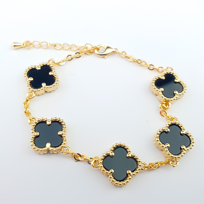 Pulseira Trevos da Sorte Preto Onix