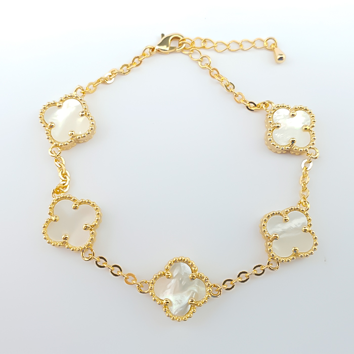 Pulseira Trevos da Sorte em madrepérola