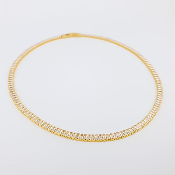 Colar Riviera de Zircônias Baguette Dourada - Imagem 2