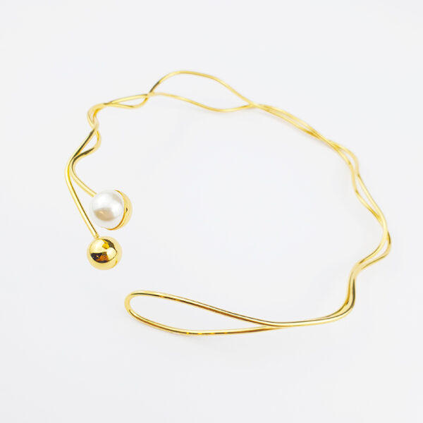 Colar Pérola Ondulado Dourado - Imagem 2
