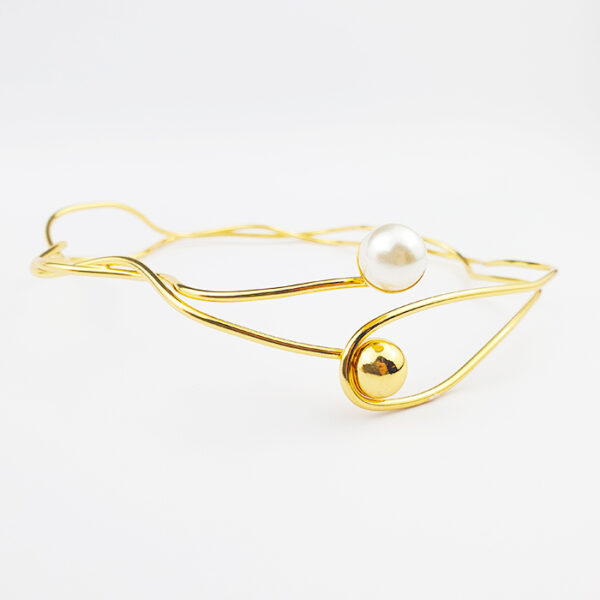 Colar Pérola Ondulado Dourado - Imagem 3