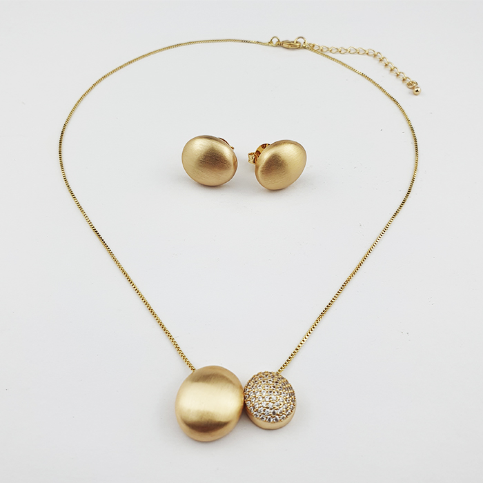 Conjunto Mariana Ouro Fosco e Zircônias